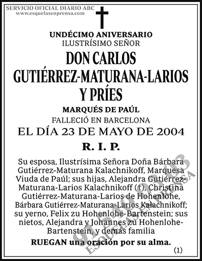 Carlos Gutiérrez-Maturana-Larios y Príes